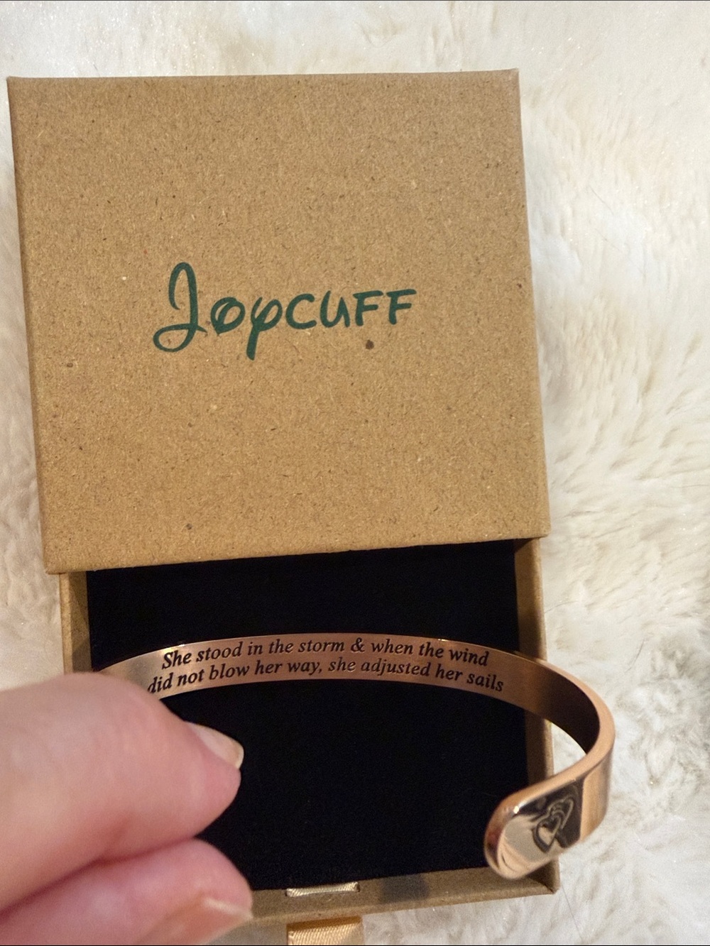 Rose Gold Inspirational Engraved Cuff Bracelet